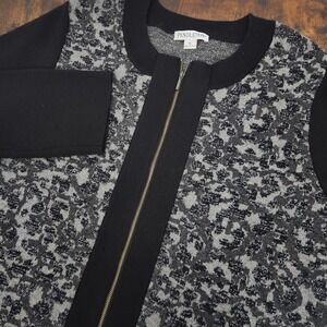 Pendleton Merino/Lambs Wool Zip Front Cardigan Sweater Size XL Gray Black‎